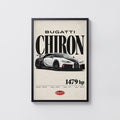Vintage Bugatti Chiron Print, Supercar Wall Art