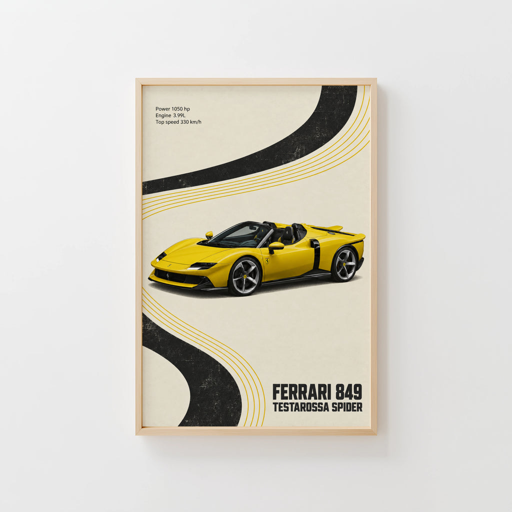 Vintage Ferrari Testarossa Spider Print, Car Art