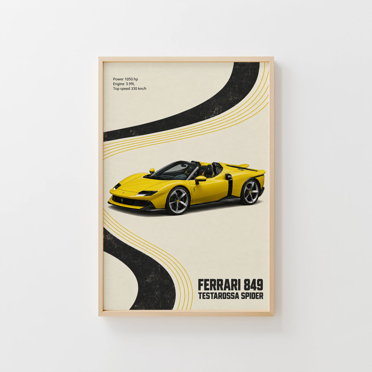 Vintage Ferrari Testarossa Spider Print, Car Art