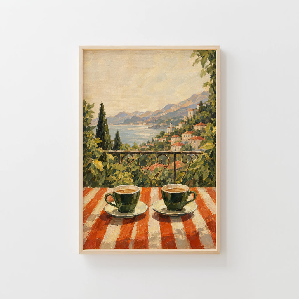 Vintage Coffee Print and Poster, Italian Coast Wall Art