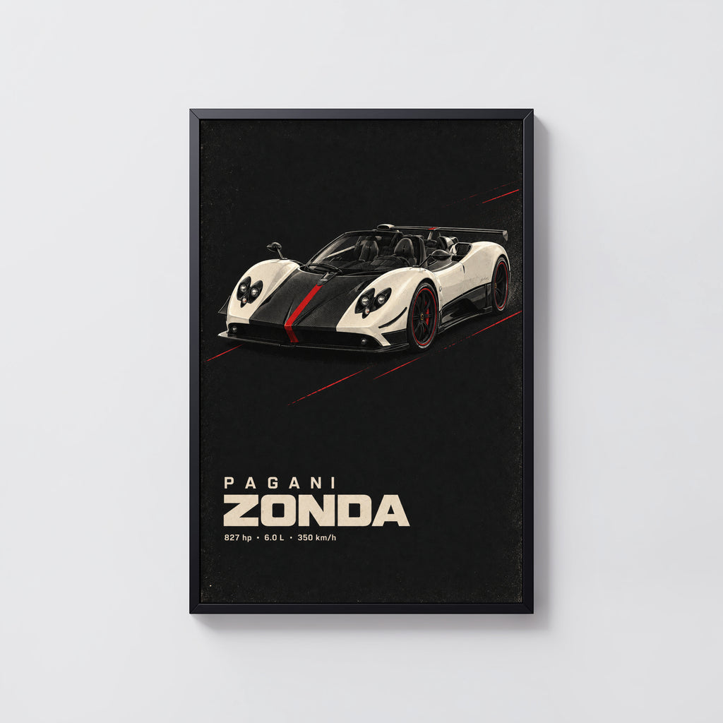 Vintage Pagani Zonda Print, Supercar Wall Art
