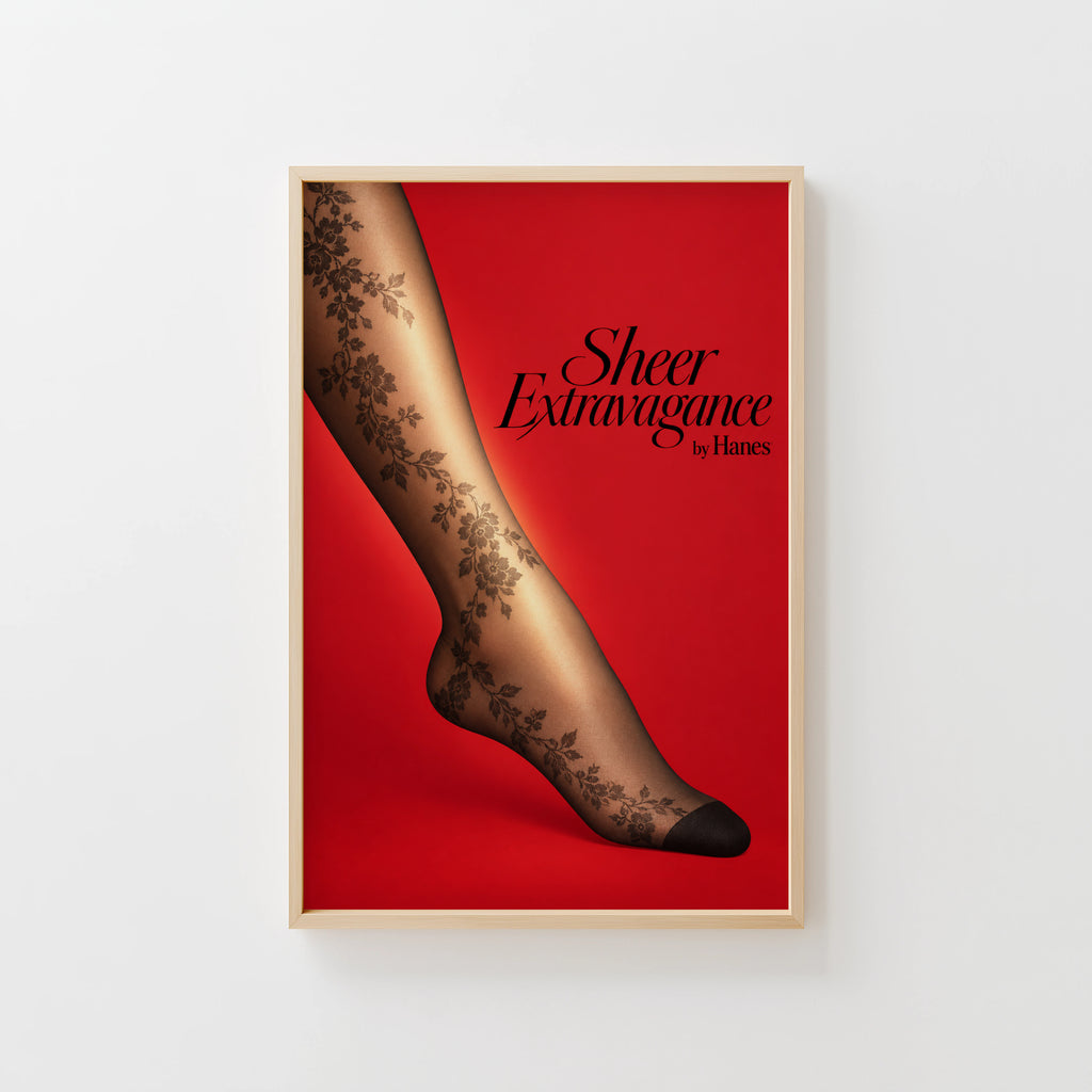 Vintage Hosiery Poster, Red Fashion Wall Art, Print