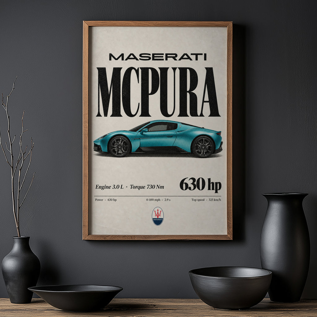 Vintage Maserati MCPura Print, Car Wall Art