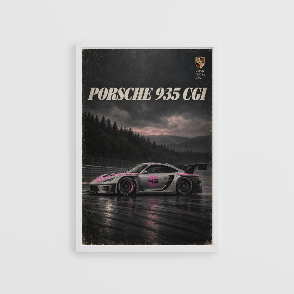Vintage Porsche 935 Racing Car Print, Wall Art