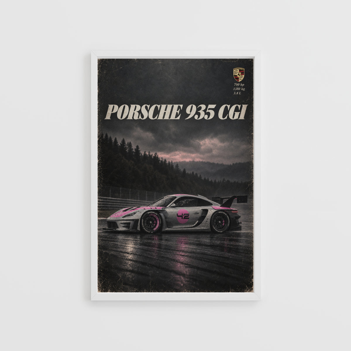 Vintage Porsche 935 Racing Car Print, Wall Art