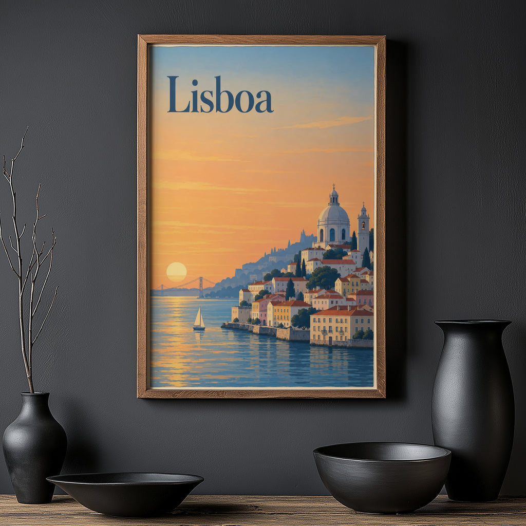 Vintage Lisbon Poster, Portugal Wall Art, Travel Print