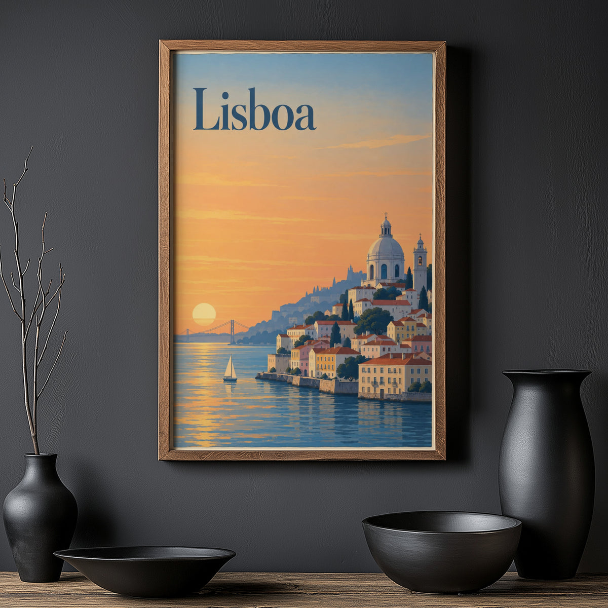 Vintage Lisbon Poster, Portugal Wall Art, Travel Print