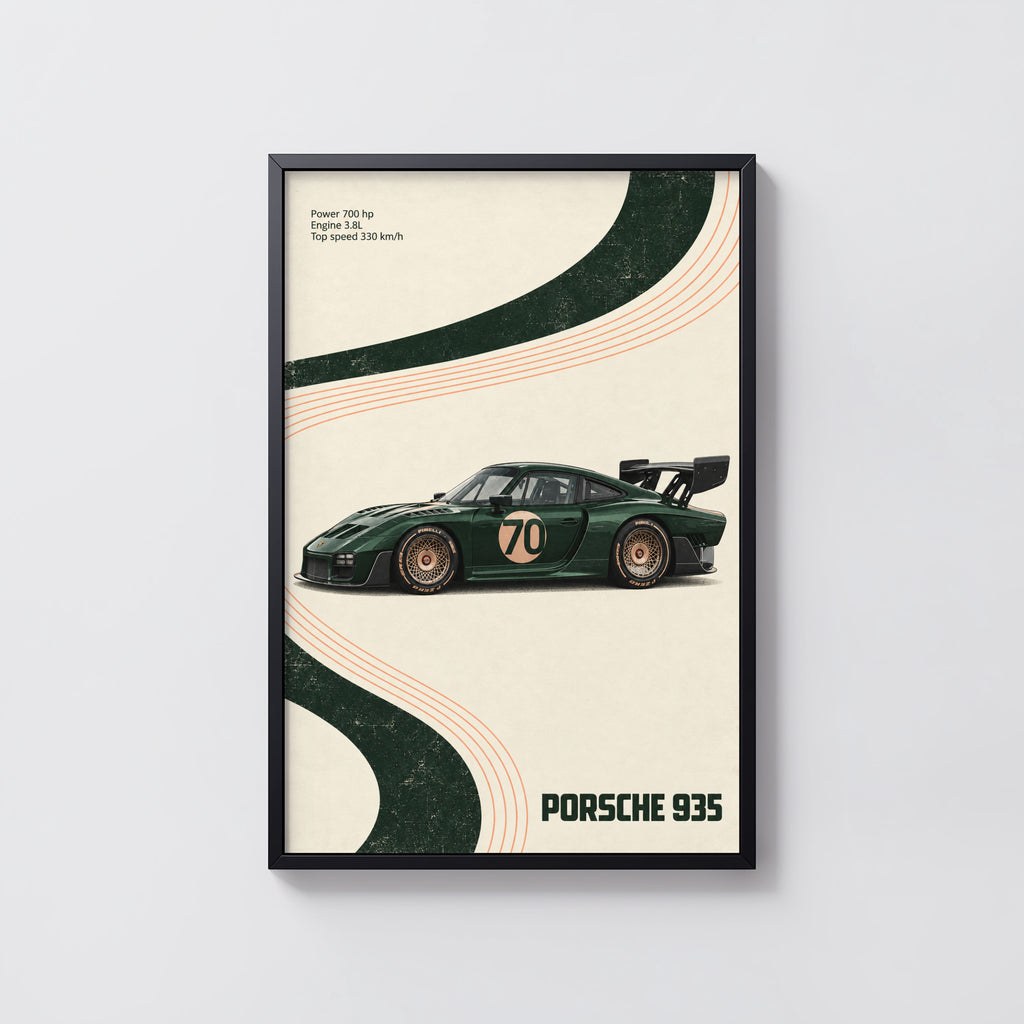 Vintage Porsche 935 Print, Racing Car Wall Art