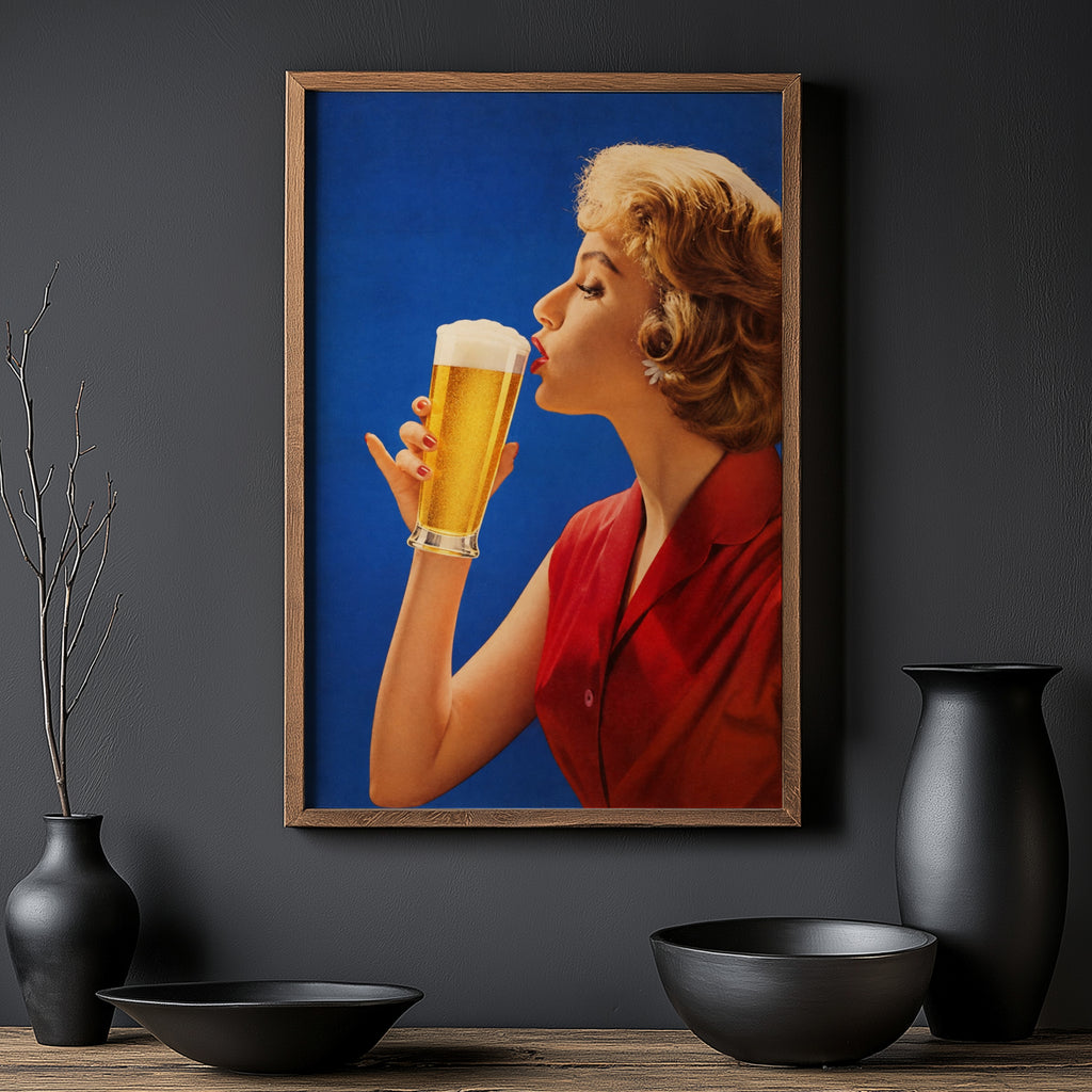 Vintage Beer Print, Retro Poster, Bar Wall Art