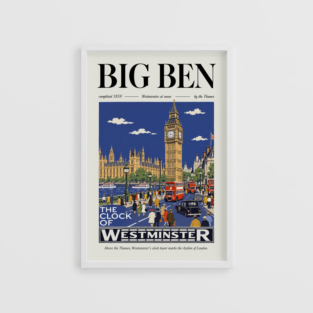 Vintage Big Ben London Poster, Westminster Wall Art Print