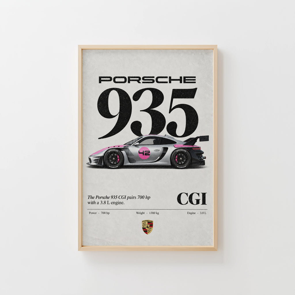 Vintage Porsche 935 Print, Racing Car Wall Art