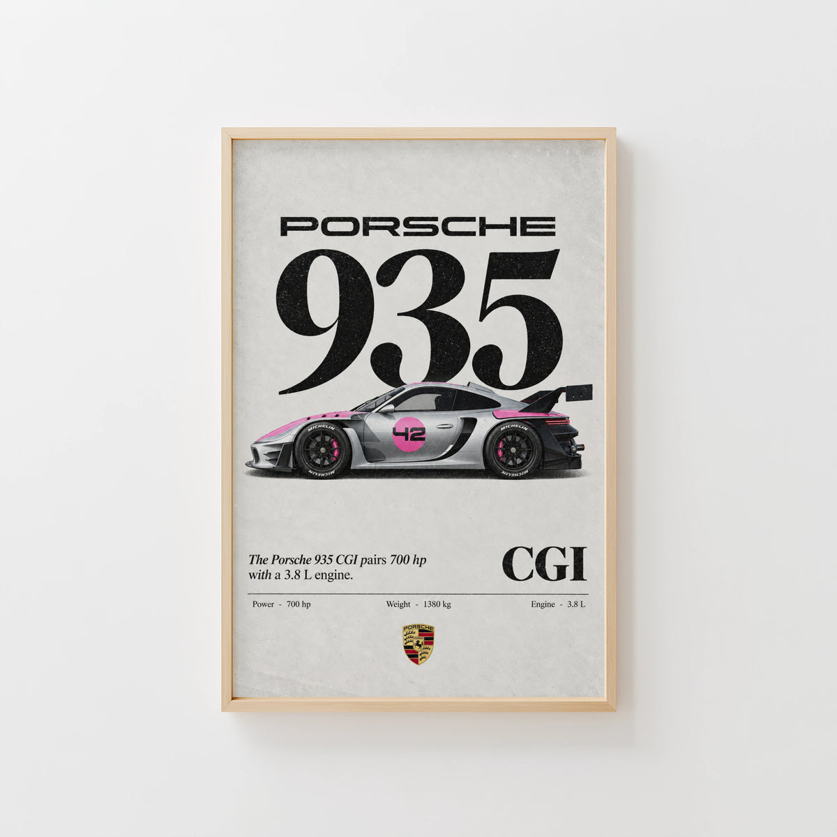 Vintage Porsche 935 Print, Racing Car Wall Art