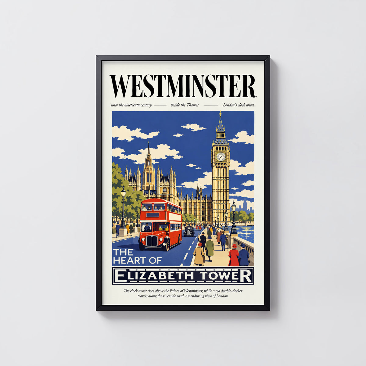 Vintage Westminster London Poster, Big Ben Wall Art