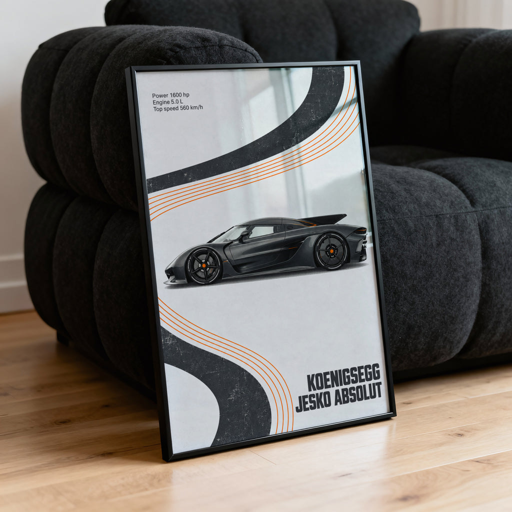 Vintage Koenigsegg Jesko Absolut Print, Supercar