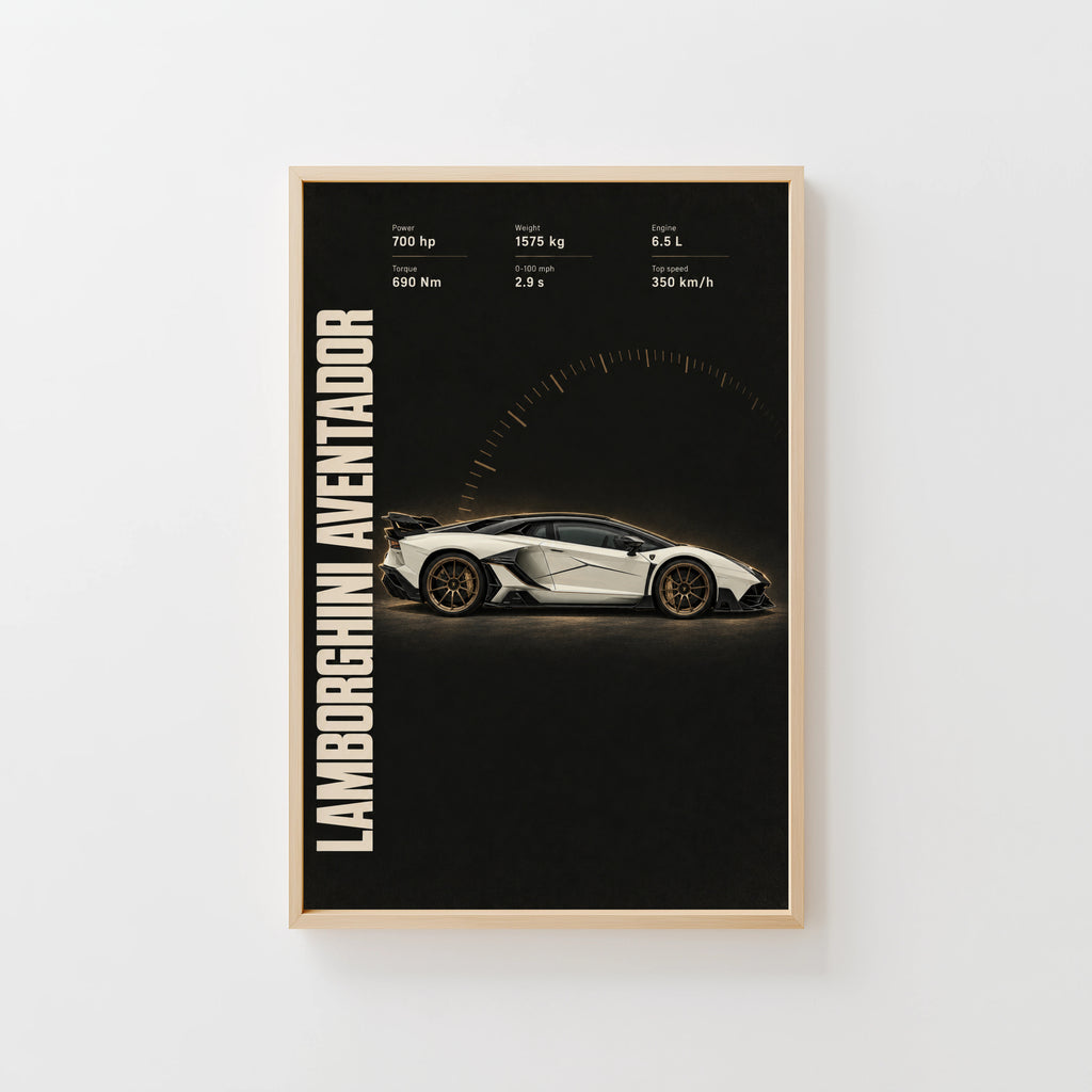 Vintage Lamborghini Aventador Print, Car Poster Wall Art