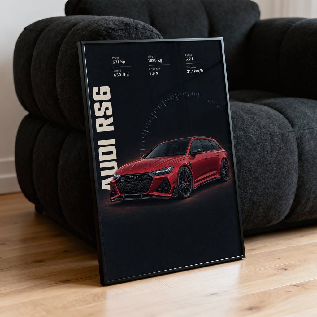 Vintage Audi RS6 Print, Car Wall Art
