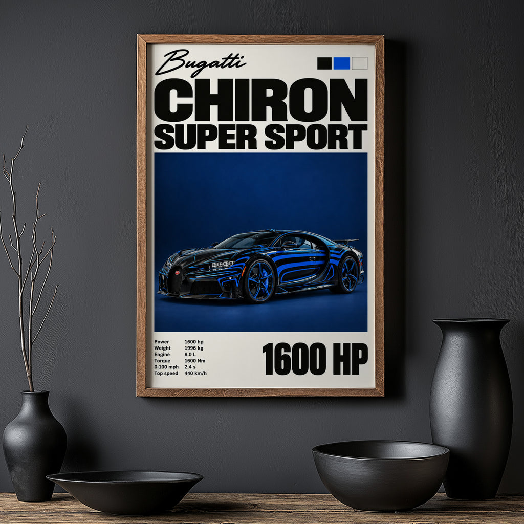 Vintage Bugatti Chiron Super Sport Print, Car Poster