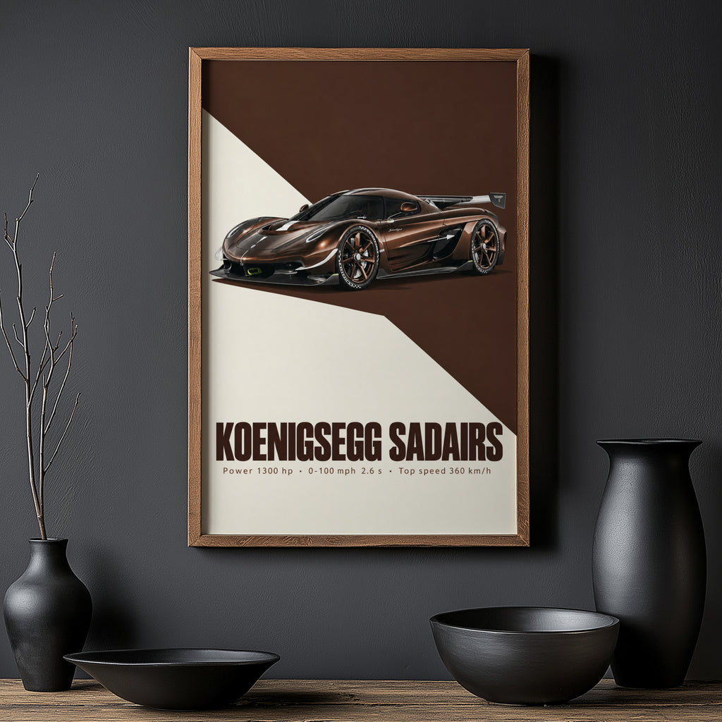 Vintage Koenigsegg Print, Hypercar Wall Art