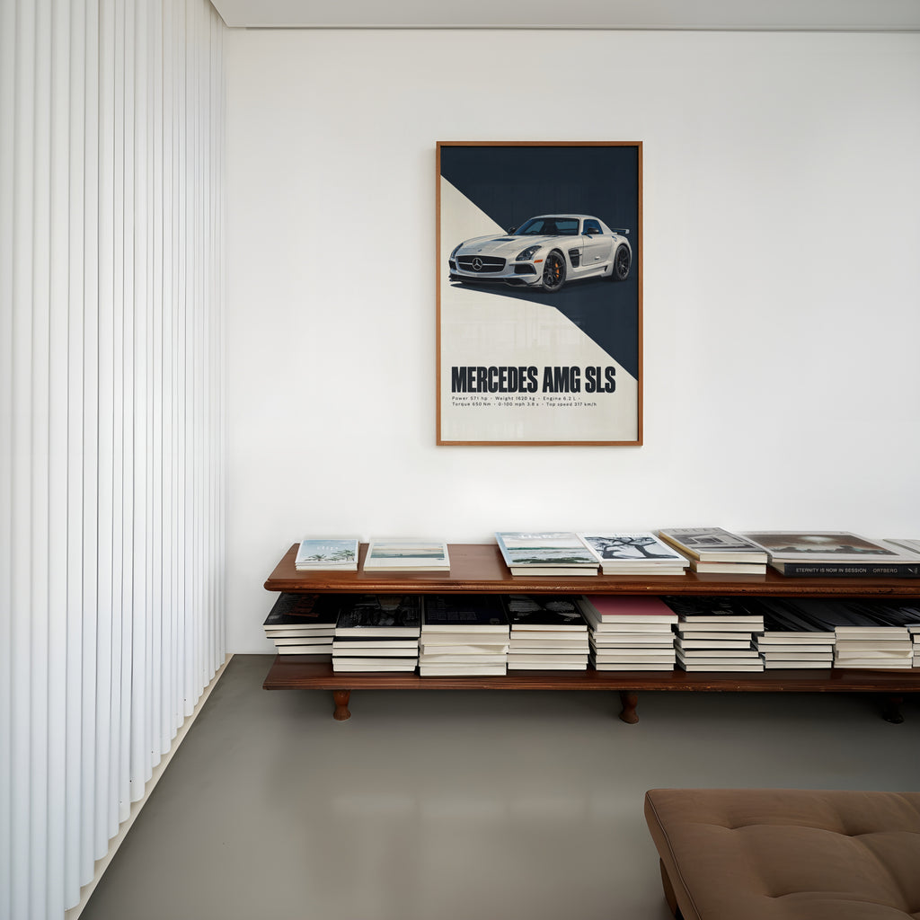 Vintage Mercedes AMG SLS Print, Car Wall Art