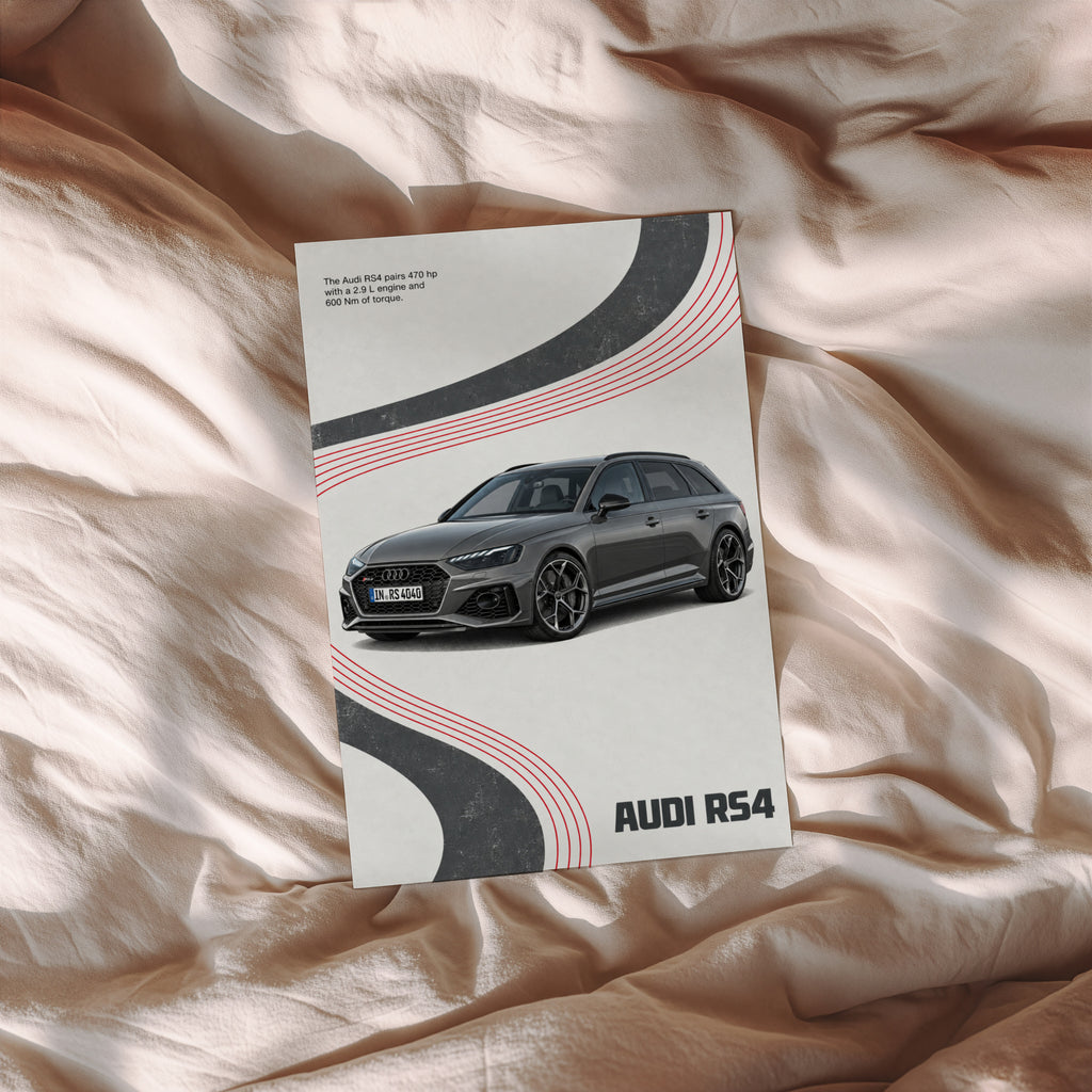 Vintage Audi RS4 Print, Estate Car Wall Art