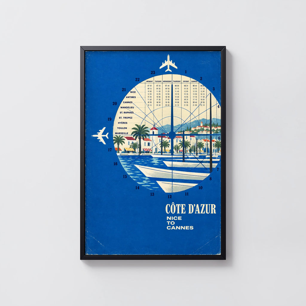 Vintage Cote d'Azur Poster, French Riviera Wall Art