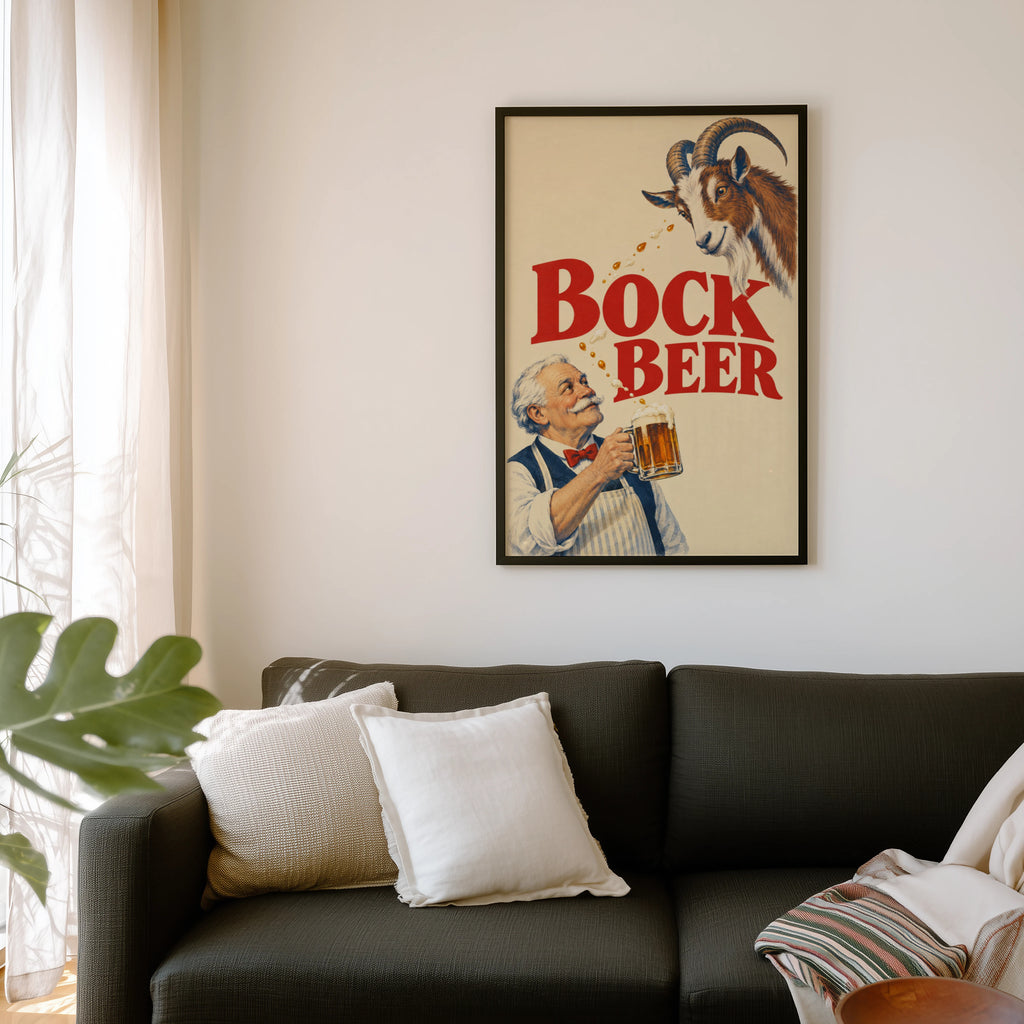 Vintage Bock Beer Print, Goat Poster, Pub Wall Art