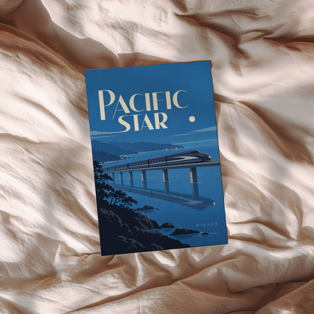 Vintage Pacific Star Train Poster, Art Deco Print