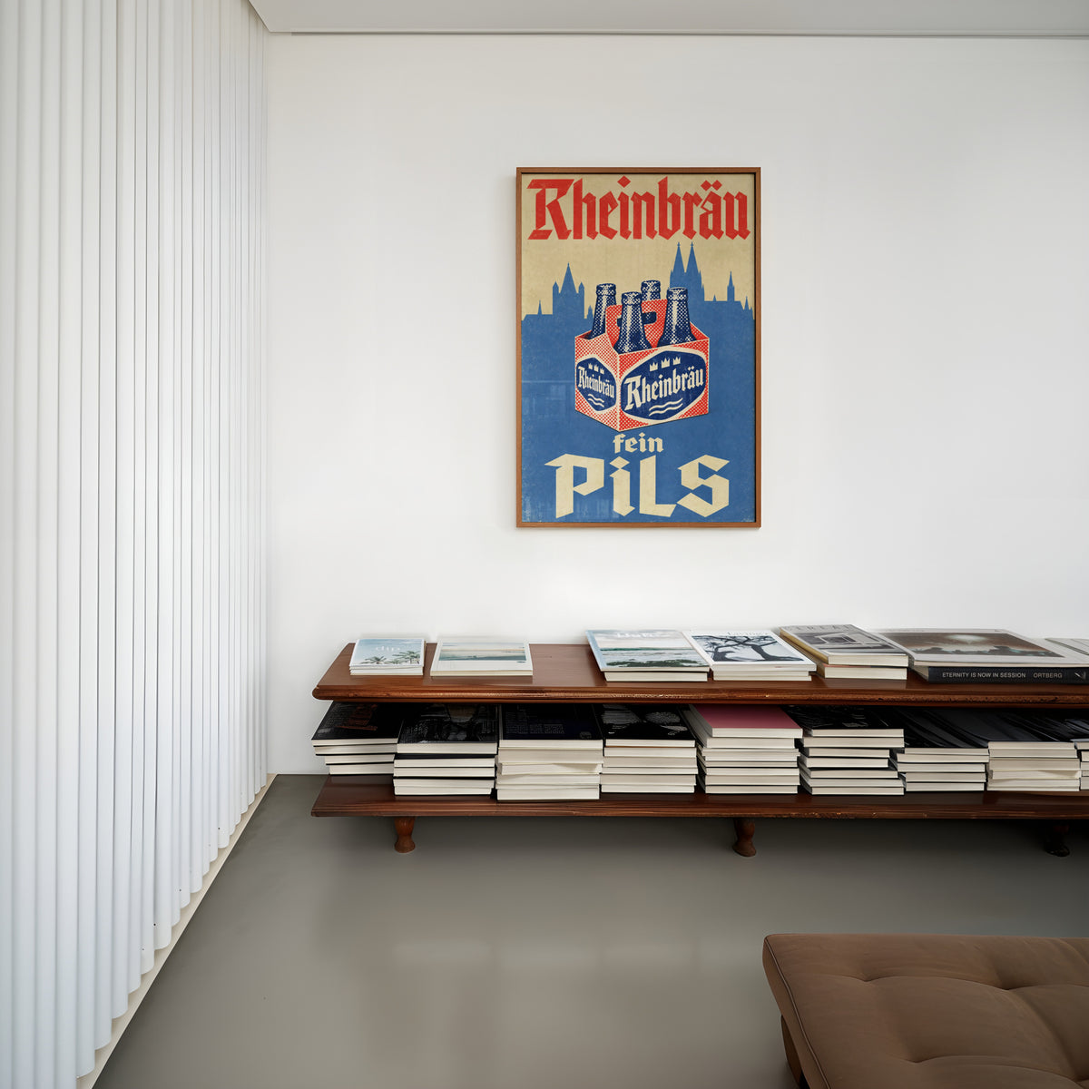 Vintage Rheinbrau Pils Beer Print, Retro Poster