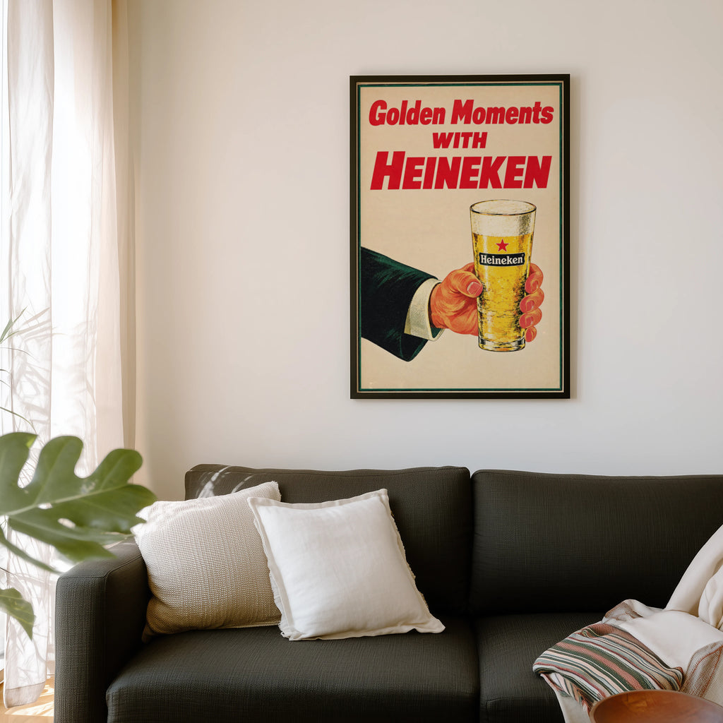 Vintage Heineken Beer Print, Poster, Pub Wall Art