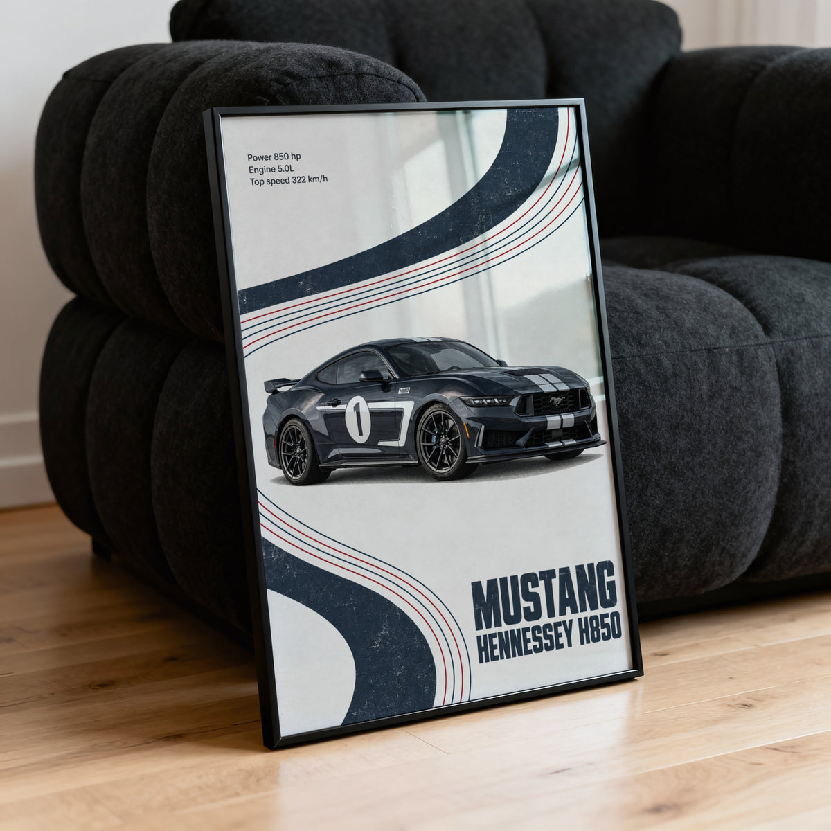 Vintage Mustang Hennessey H850 Print, Car Poster