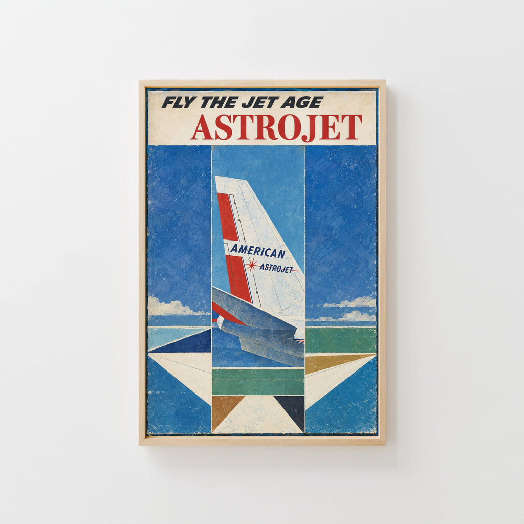 Vintage Airline Poster, Jet Age Wall Art, Aviation Print