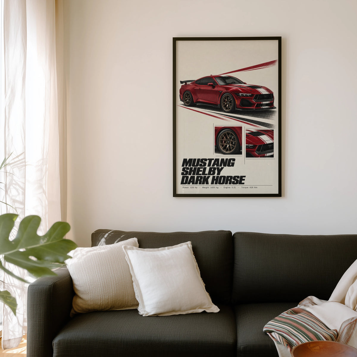 Vintage Mustang Shelby Dark Horse Print, Car Art