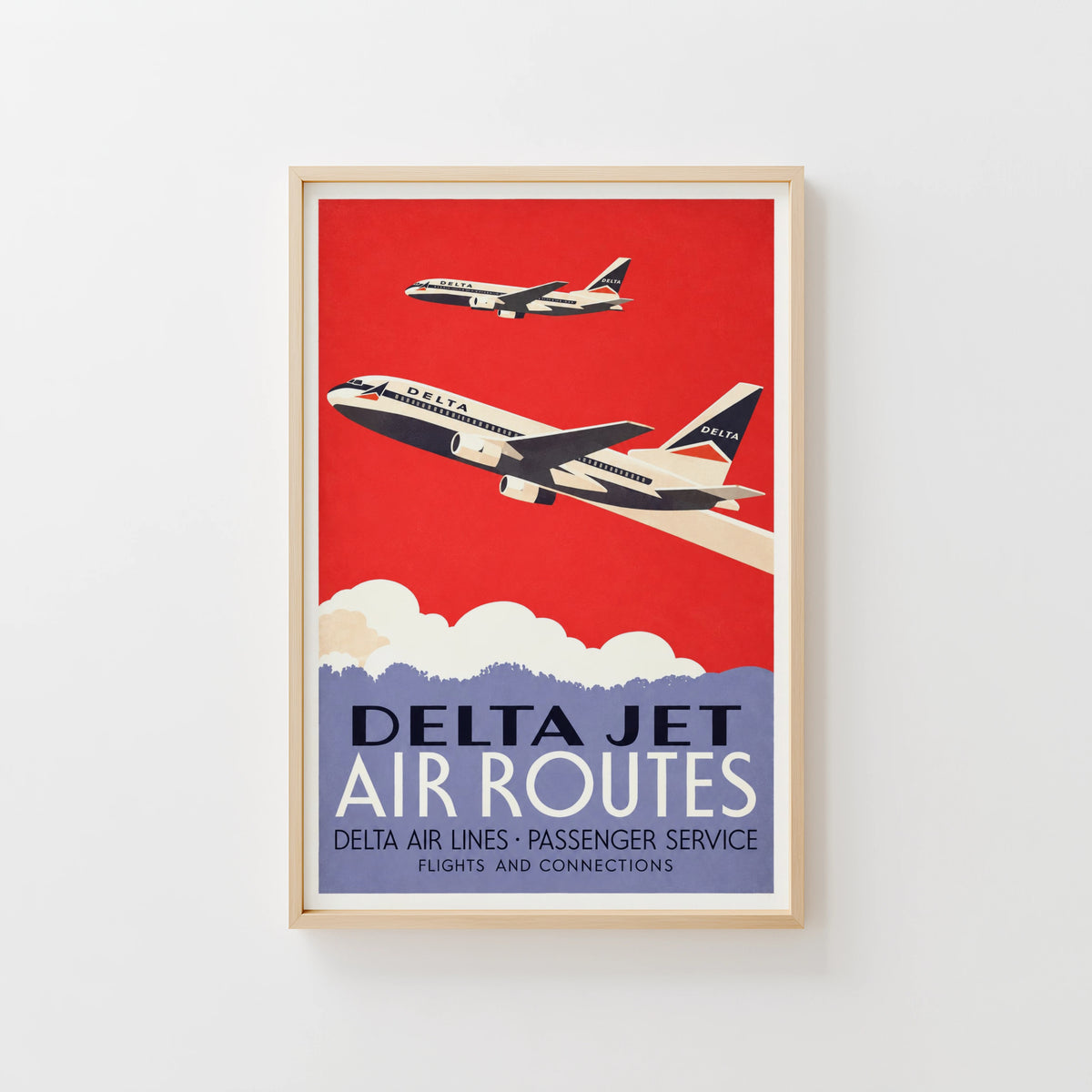 Vintage Delta Jet Poster, Airline Wall Art, Aviation Print