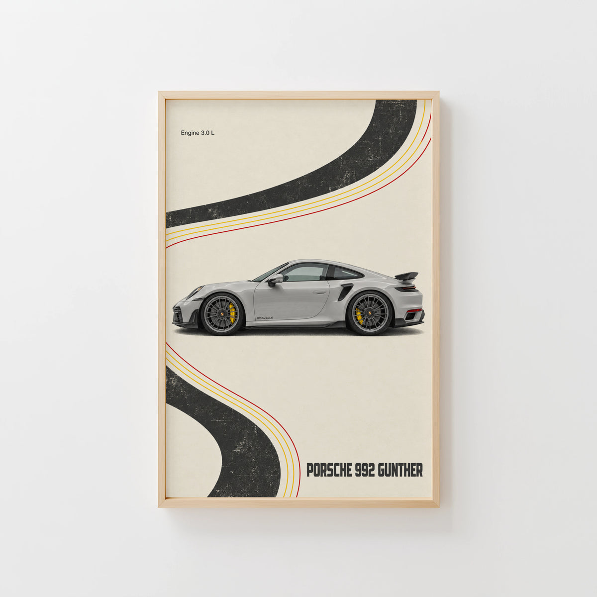 Vintage Porsche 992 Car Print, Retro Wall Art