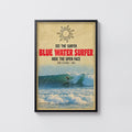 Vintage Blue Water Surfer Print, Surf Poster 1964