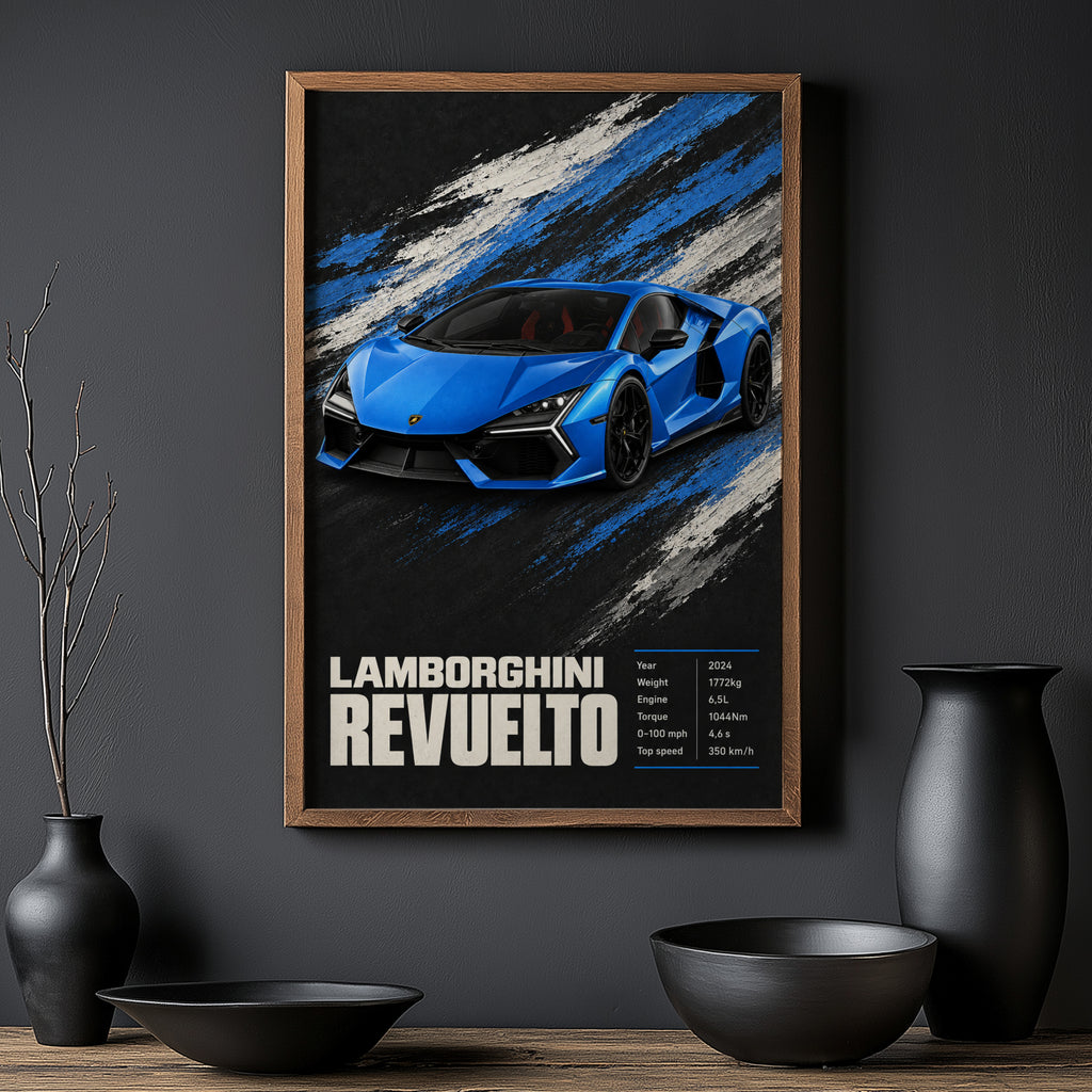 Vintage Lamborghini Revuelto Print, Car Wall Art