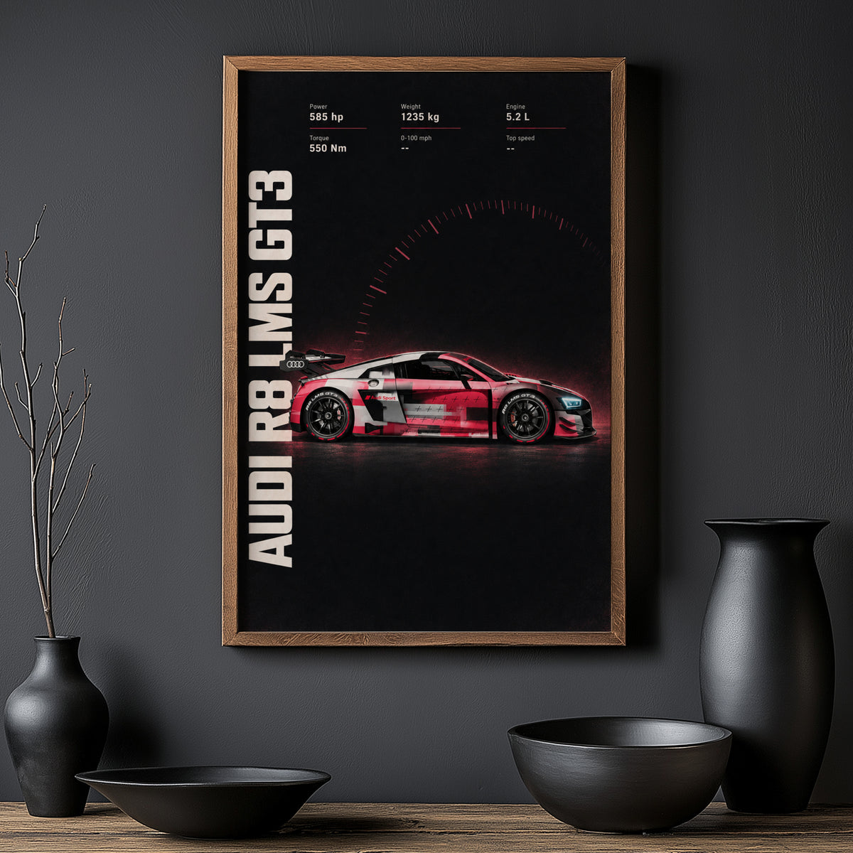 Vintage Audi R8 LMS GT3 Print, Race Car Wall Art
