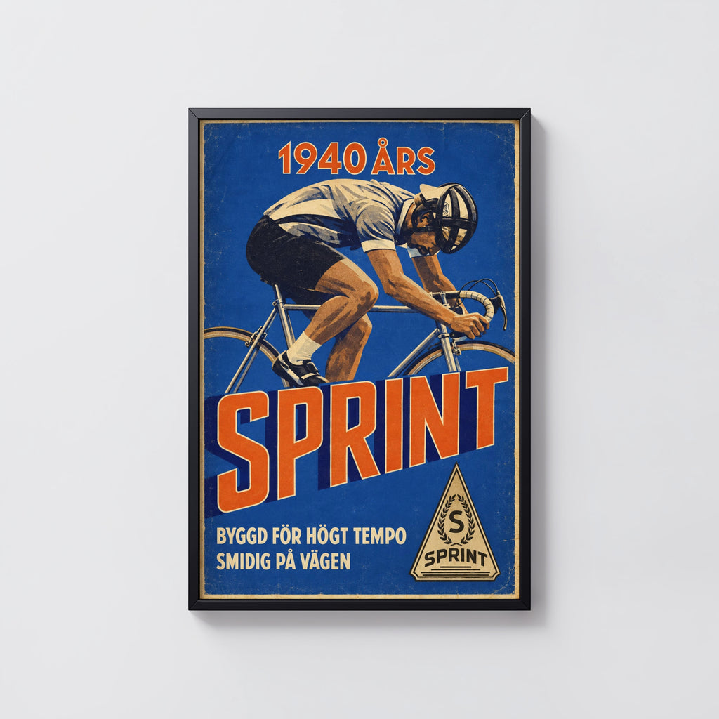 Vintage Cycling Poster, Swedish Racing Bike Print, Wall Art