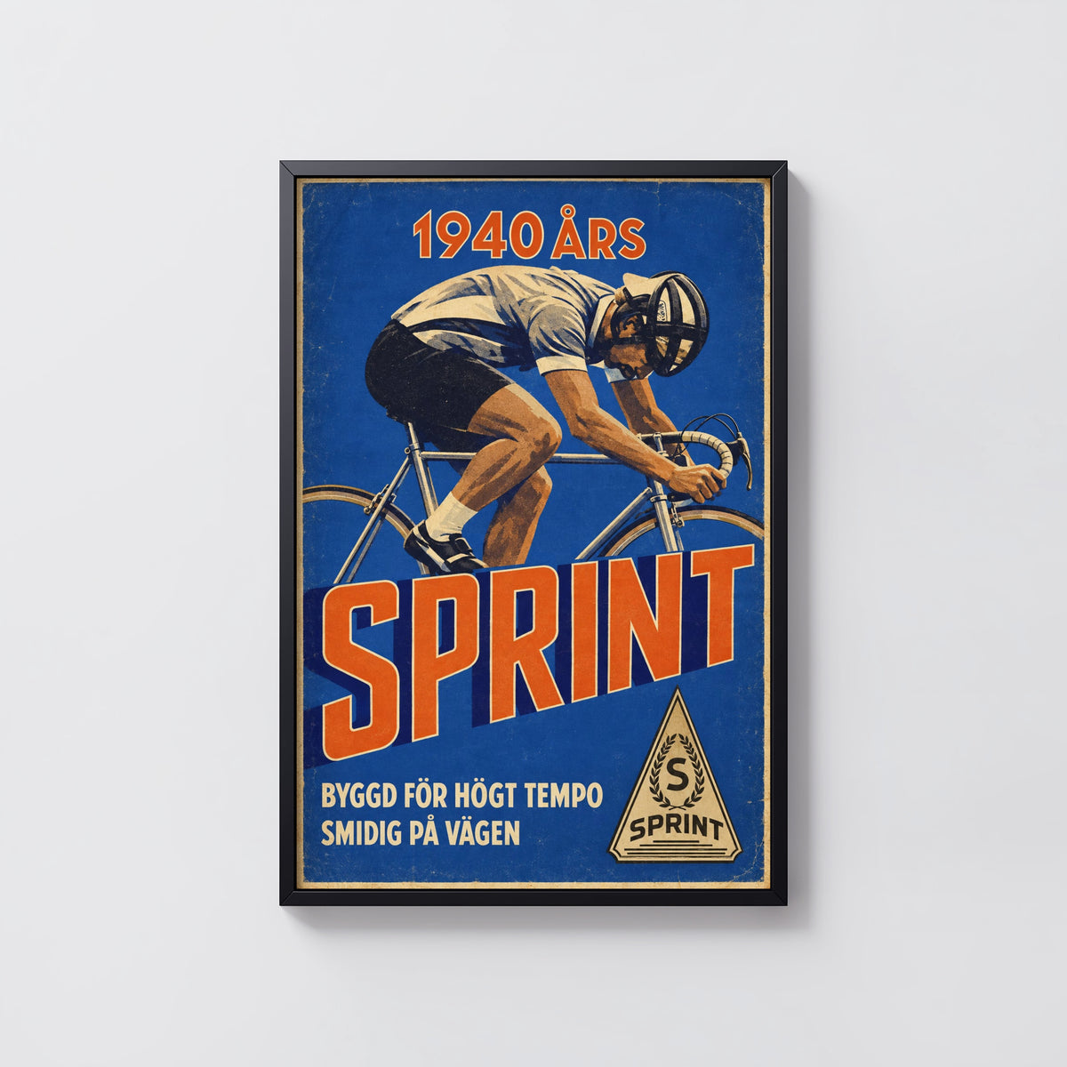 Vintage Cycling Poster, Swedish Racing Bike Print, Wall Art