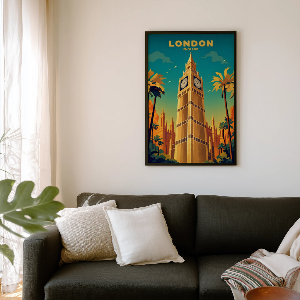 Vintage London Print, Big Ben Poster, Travel Wall Art