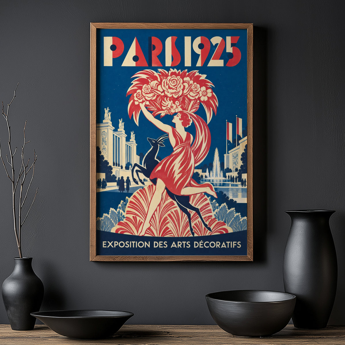 Vintage Paris 1925 Poster, Art Deco Wall Art, France Print