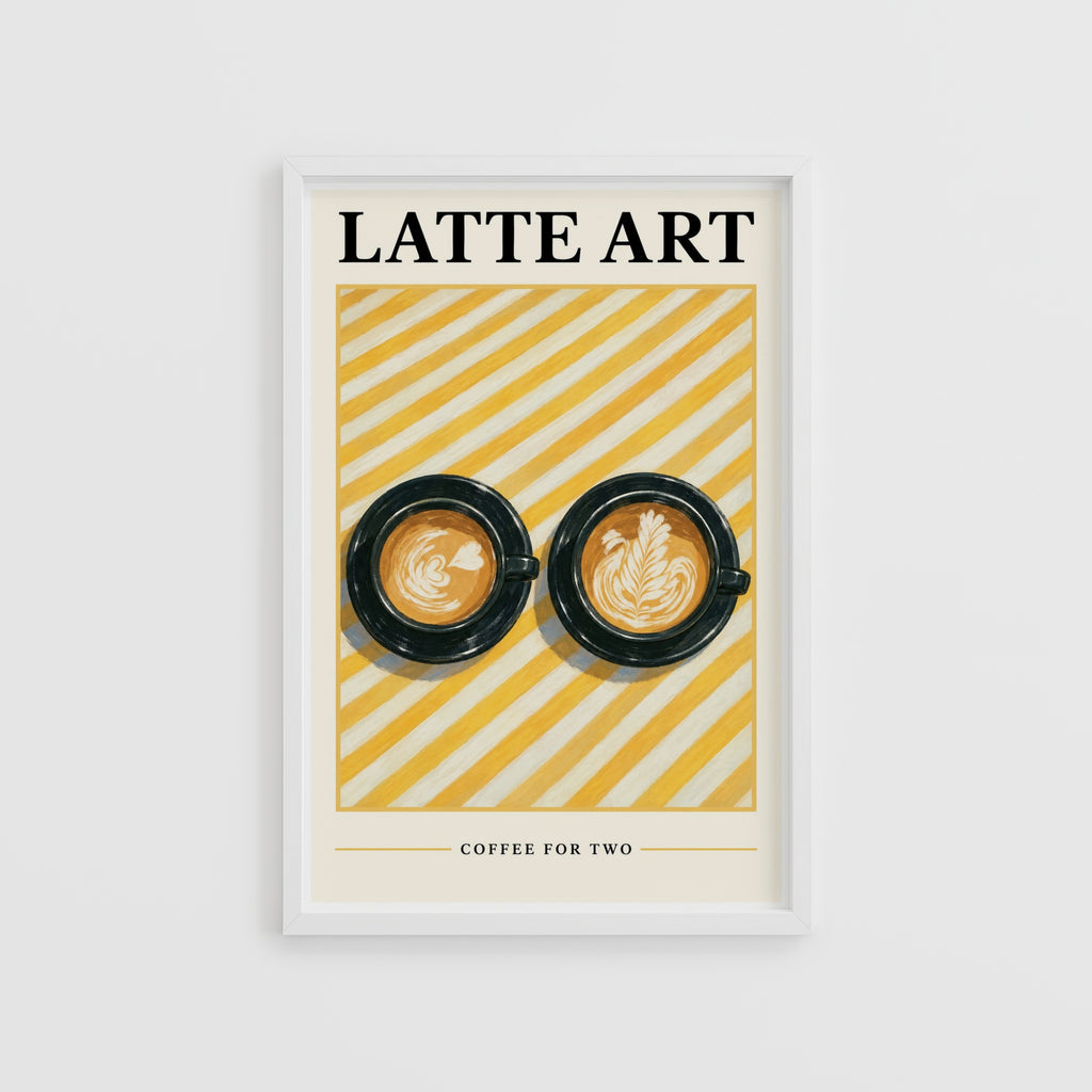 Vintage Latte Art Print and Poster, Coffee Wall Art