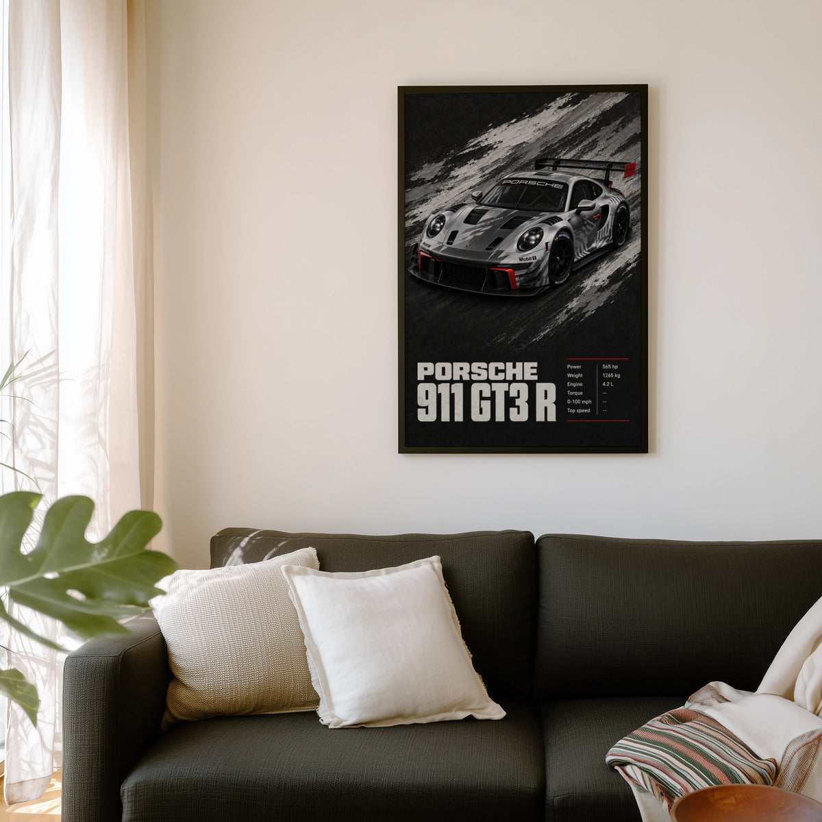 Vintage Porsche 911 GT3 R Print, Race Car Wall Art