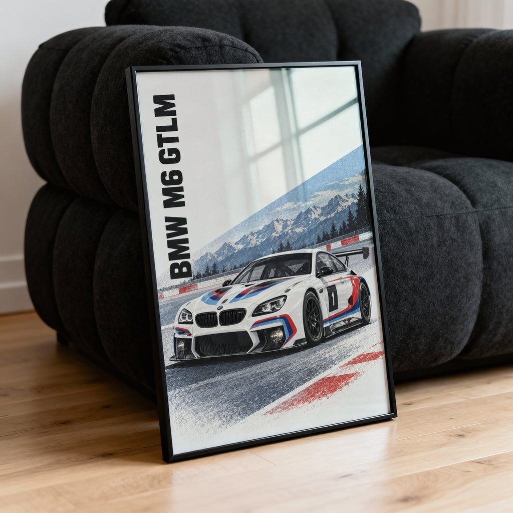 Vintage BMW M6 GTLM Print, Racing Wall Art