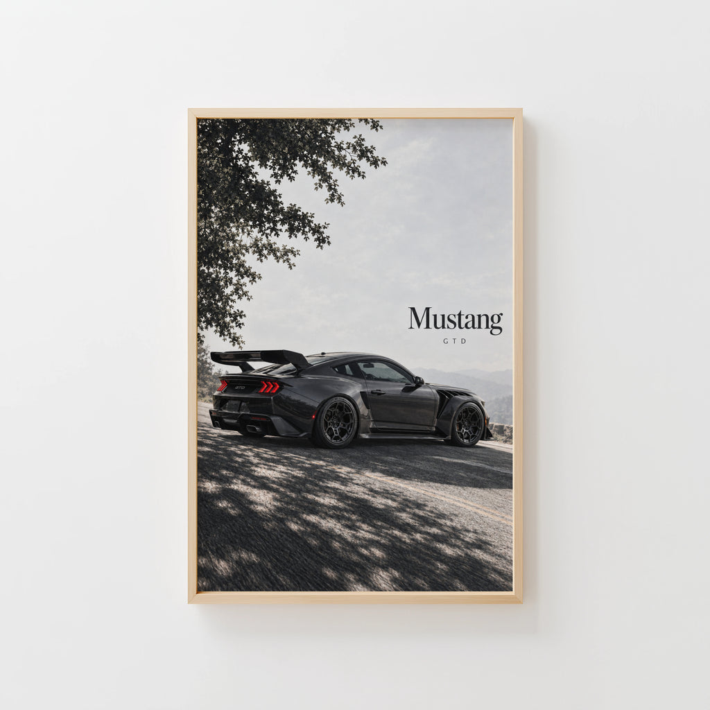 Vintage Mustang GTD Car Print, Garage Wall Art