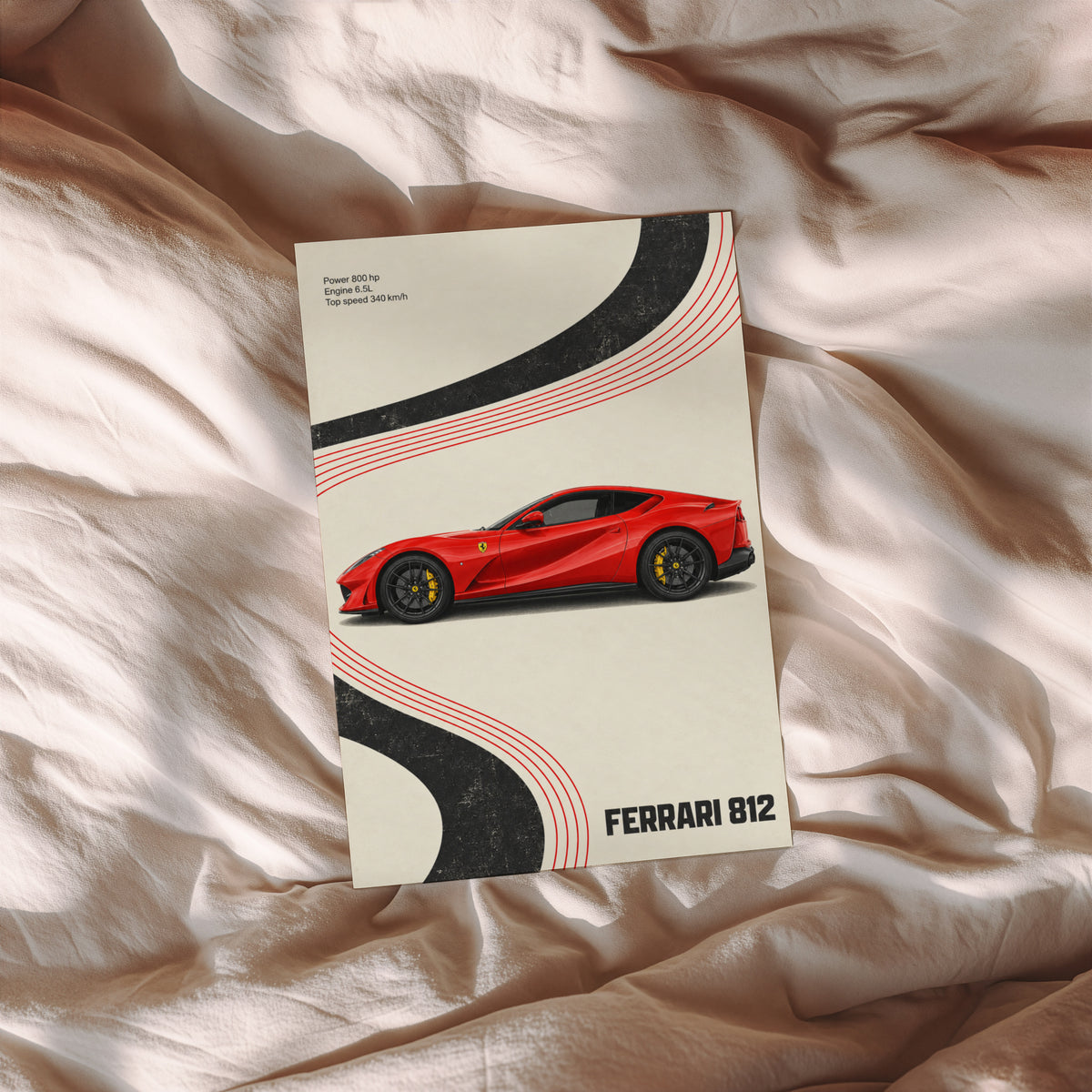 Vintage Ferrari 812 Print, Red Supercar Wall Art