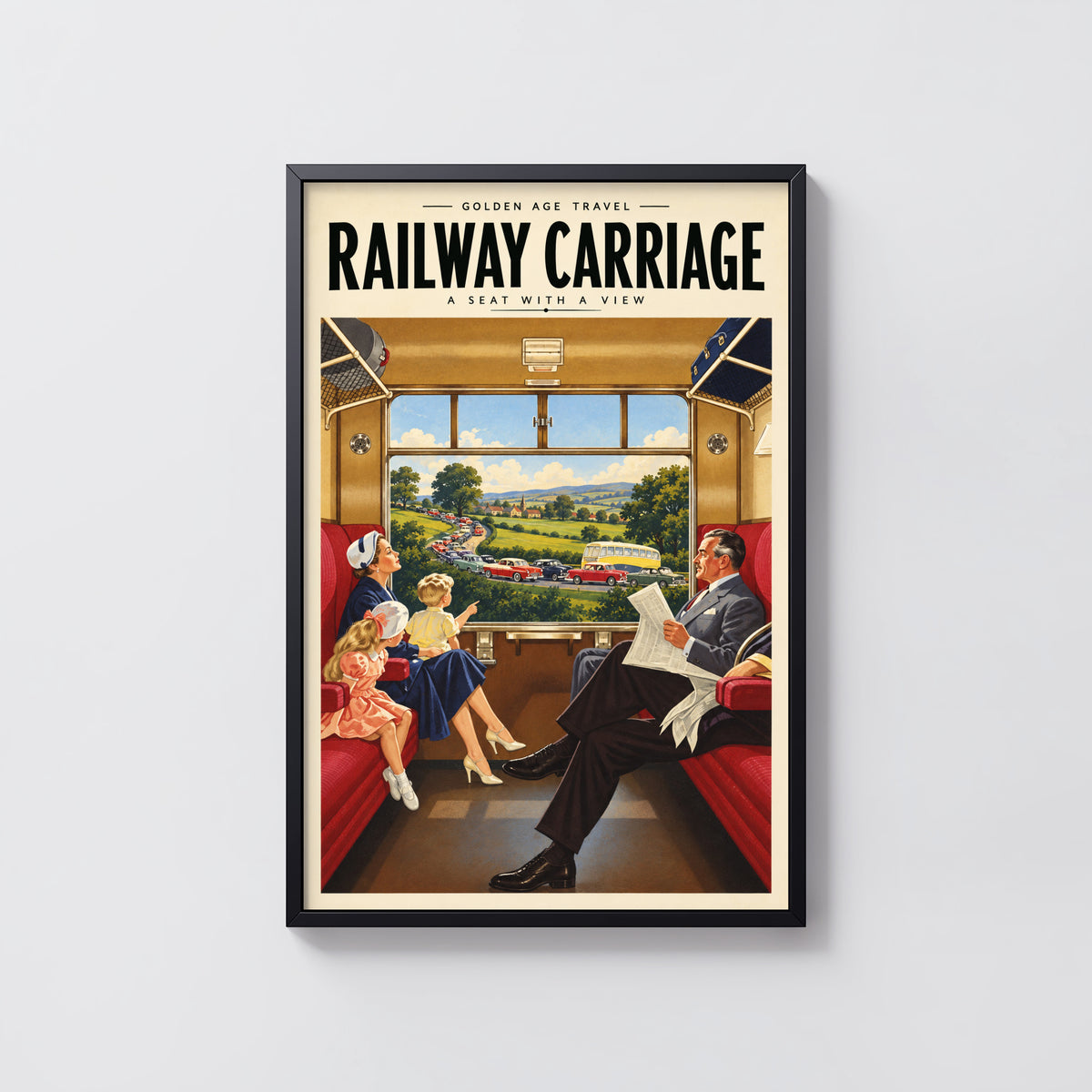Vintage Railway Carriage Print Poster, Train Wall Art