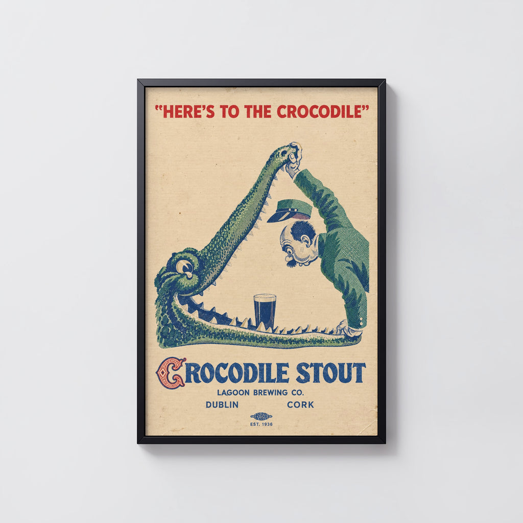 Vintage Crocodile Stout Beer Print, Poster, Pub Wall Art