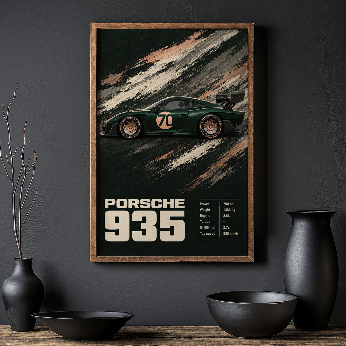 Vintage Porsche 935 Print, Race Car Wall Art