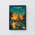 Vintage Paris Poster, Eiffel Tower Wall Art, Seine Print